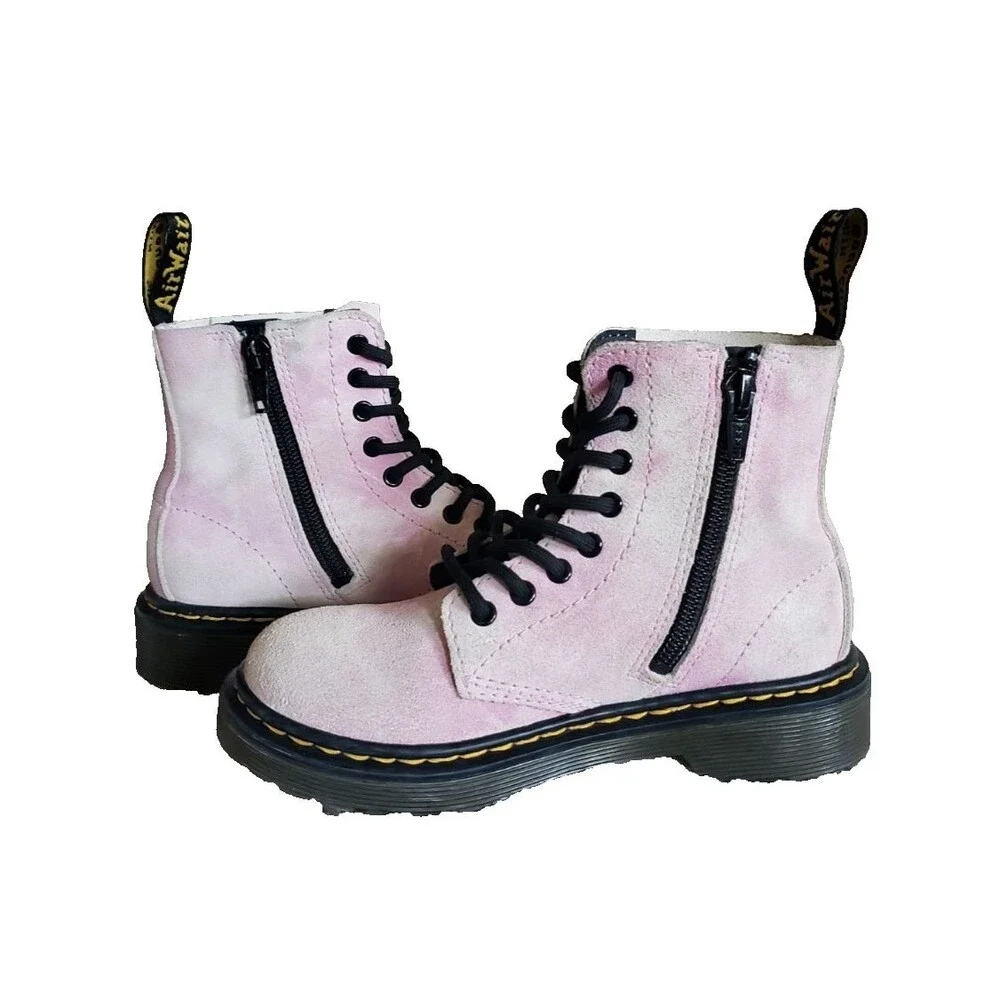 Dr. Martens 1460 Pascal J Boots Kids Size 12 Pink Suede Tie Dye Combat Zip Fairy